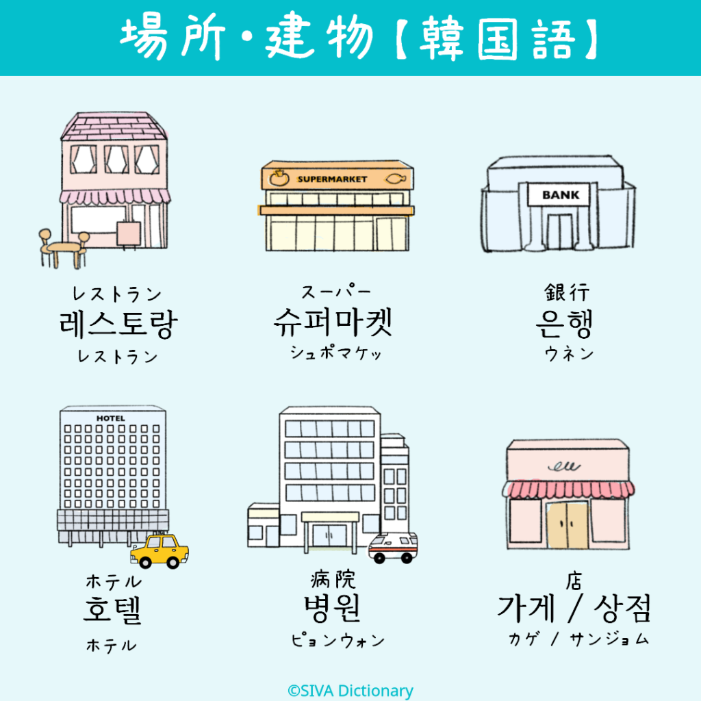 場所・建物に関する韓国語のイラスト