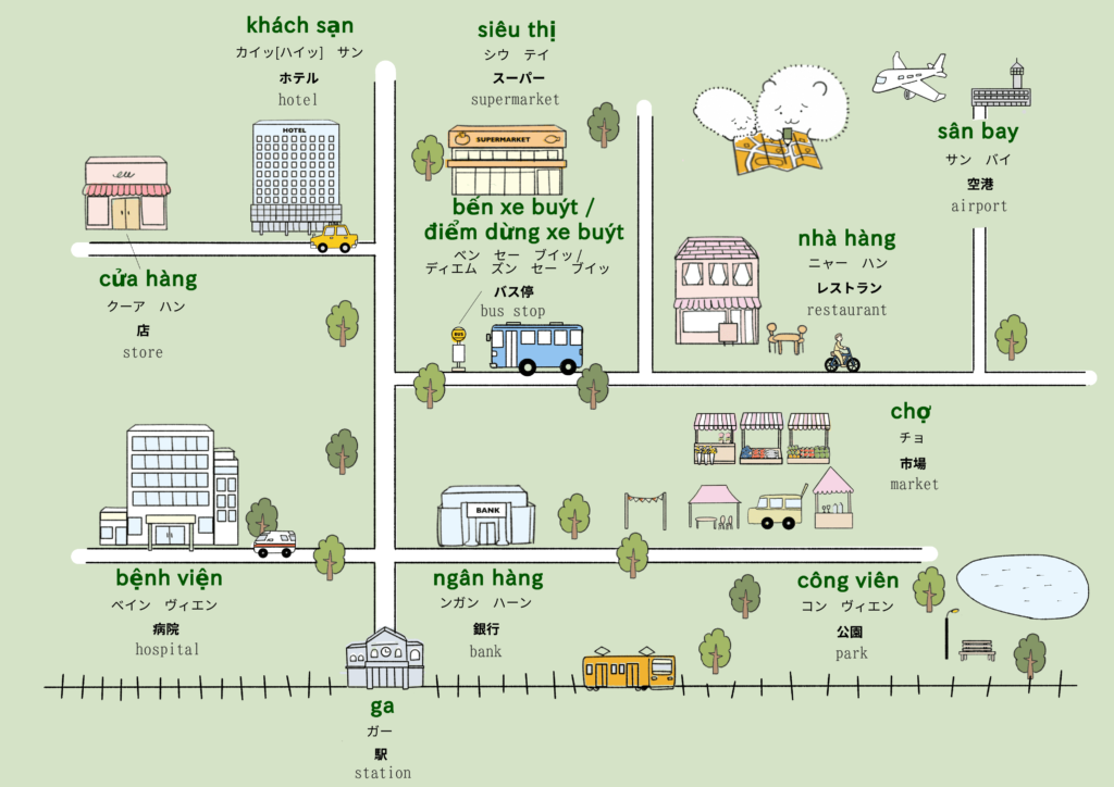 場所・建物に関するベトナム語のイラスト
